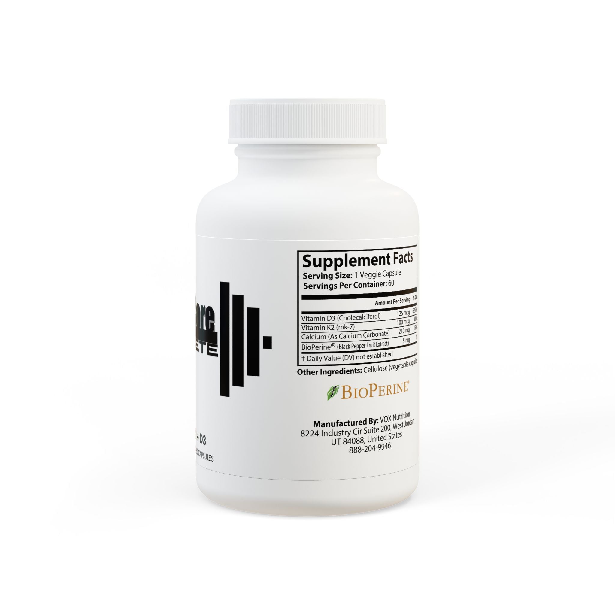 Vitamin K2 + D3 Supplement (60 Capsules)