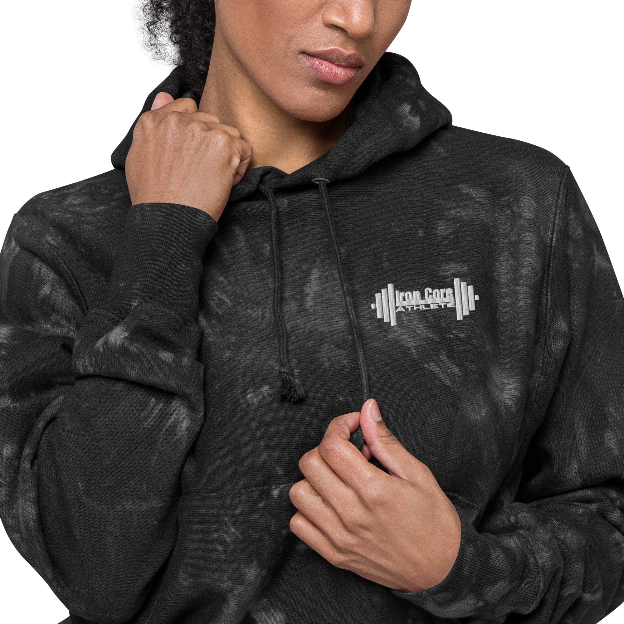Embroidered Iron Core Unisex Champion tie-dye hoodie