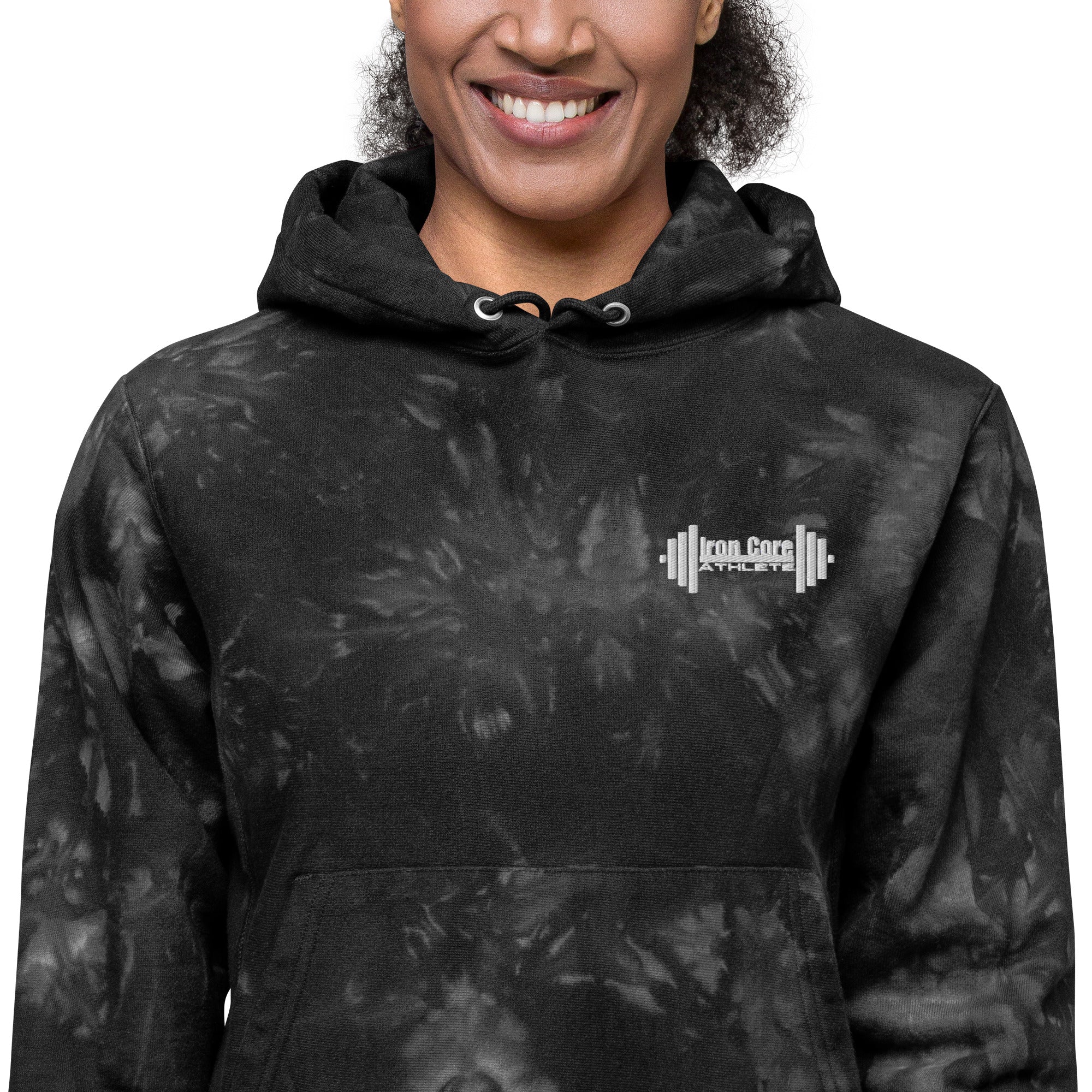 Embroidered Iron Core Unisex Champion tie-dye hoodie